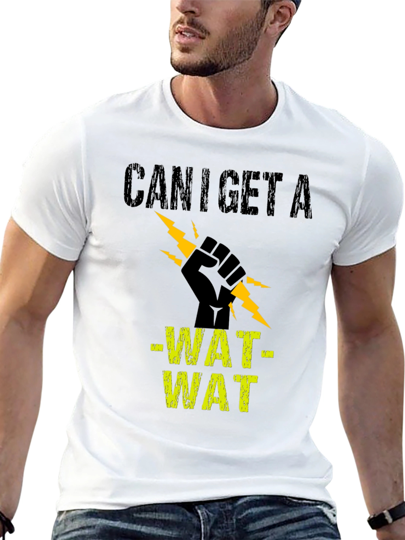 Black Can I Get A WAT WAT Black Graphic Tee view 13