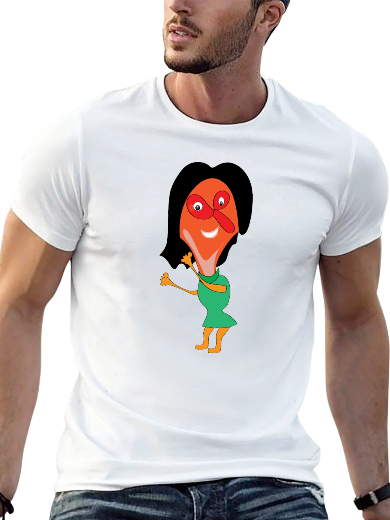 Black Cartoon Graphic Tee - Black Unisex Shirt view 13