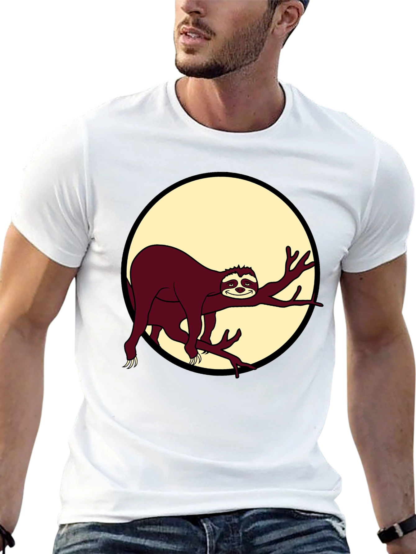 Black Chill Sloth Graphic T-Shirt - Men's Black Tee view 13