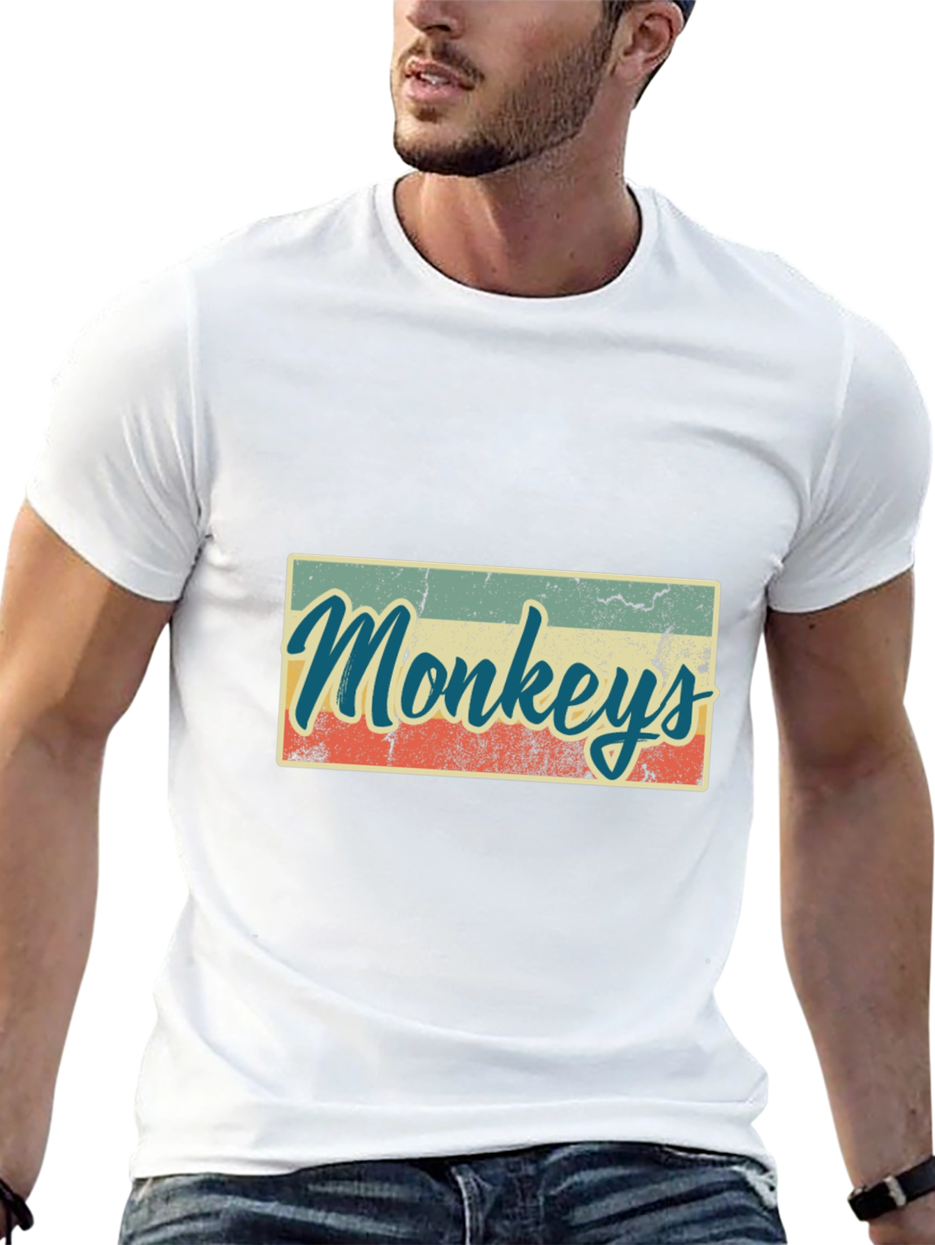 Black Retro Monkeys Graphic Tee - Vintage Style T-Shirt view 13