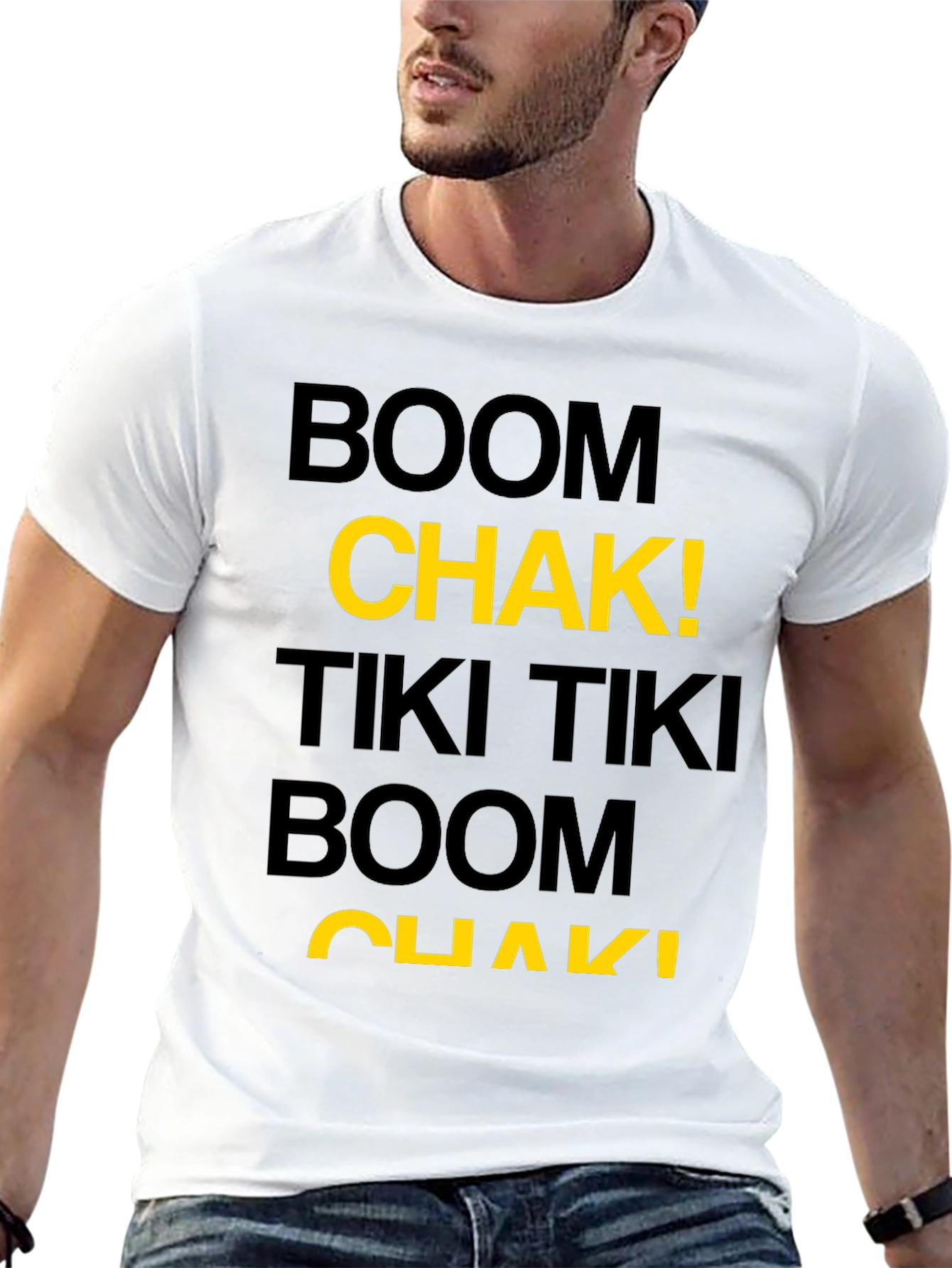 Black Boom Chak! Graphic Tee - Men's Short Sleeve Black T-Shirt view 13