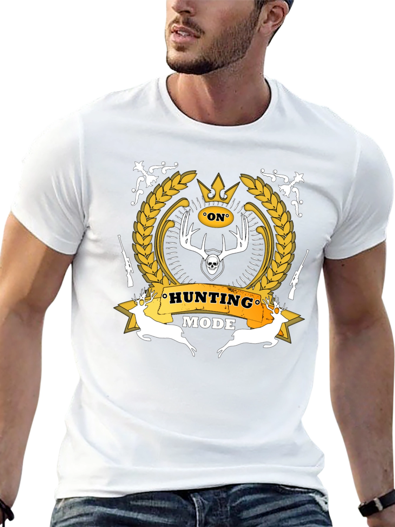 Black Hunting Mode Black Graphic T-Shirt view 13