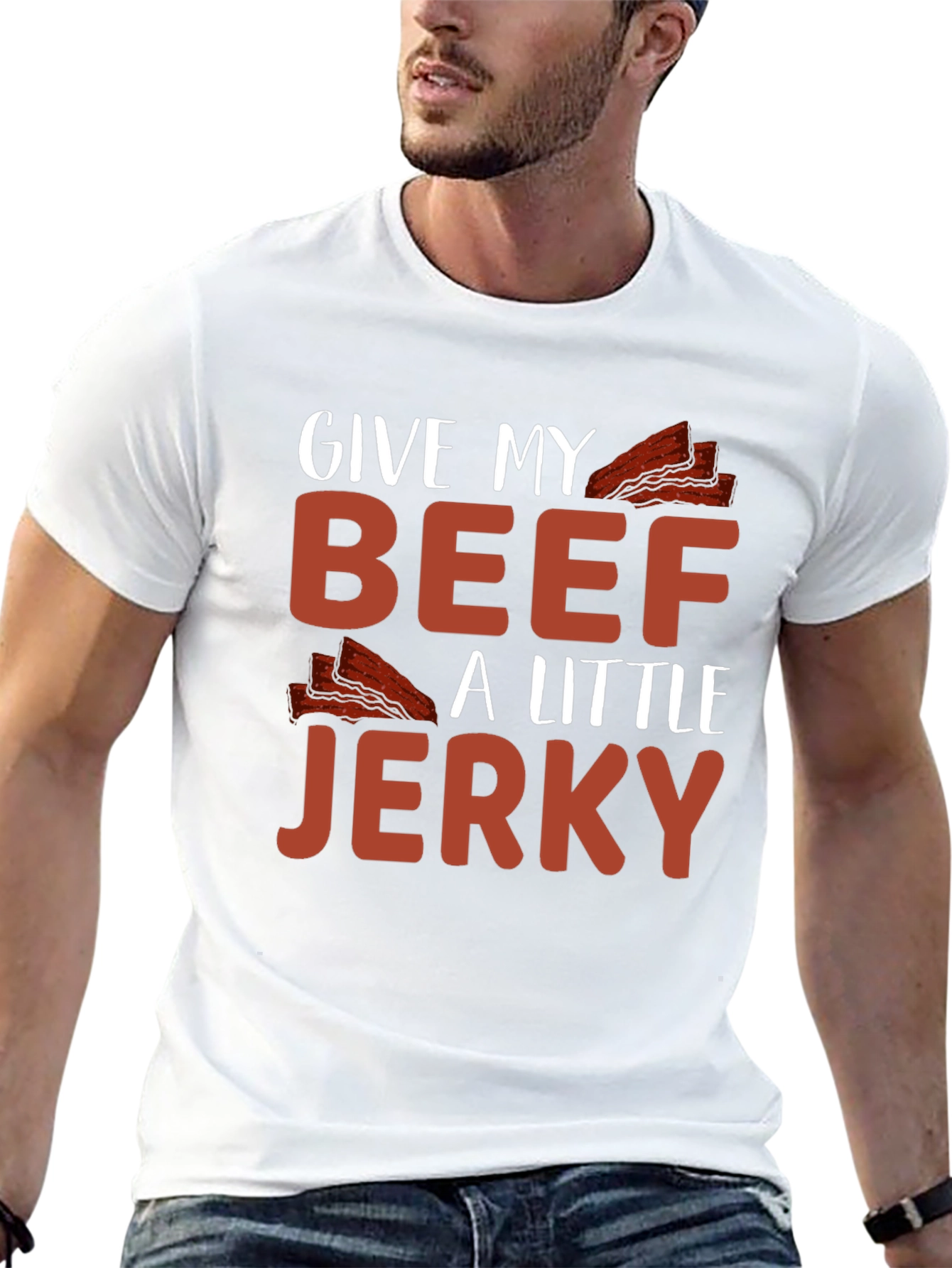 Black Funny Beef Jerky T-Shirt - "Give My Beef A Little Jerky" view 13