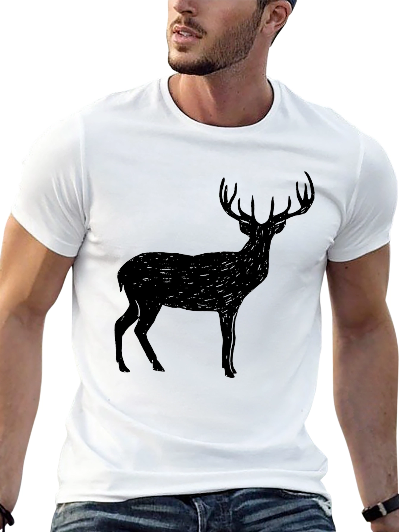 Black Black Deer Graphic T-Shirt - Men's Casual Tee view 13