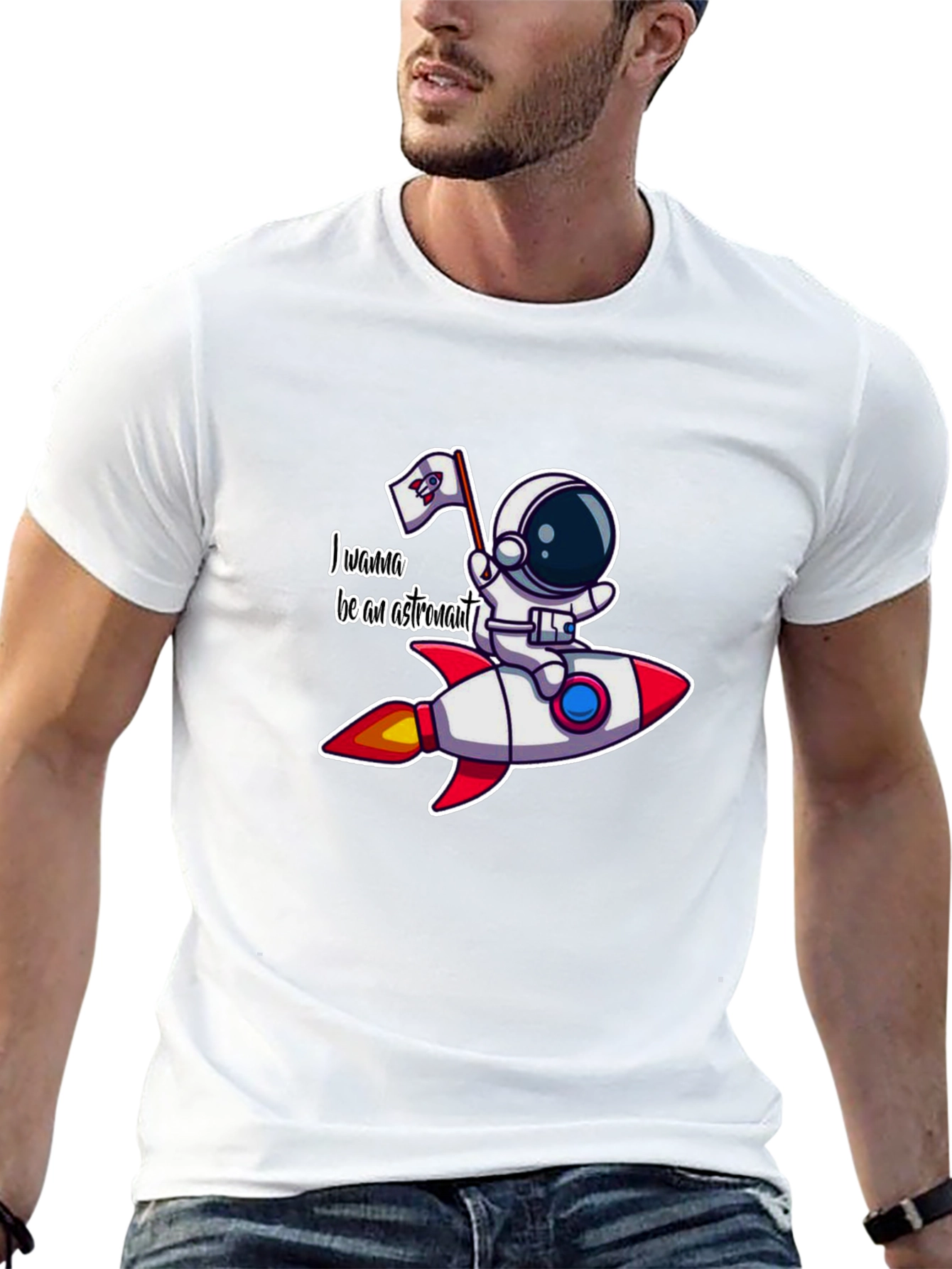 Black Astronaut Rocket T-Shirt - Space Adventure Tee view 13