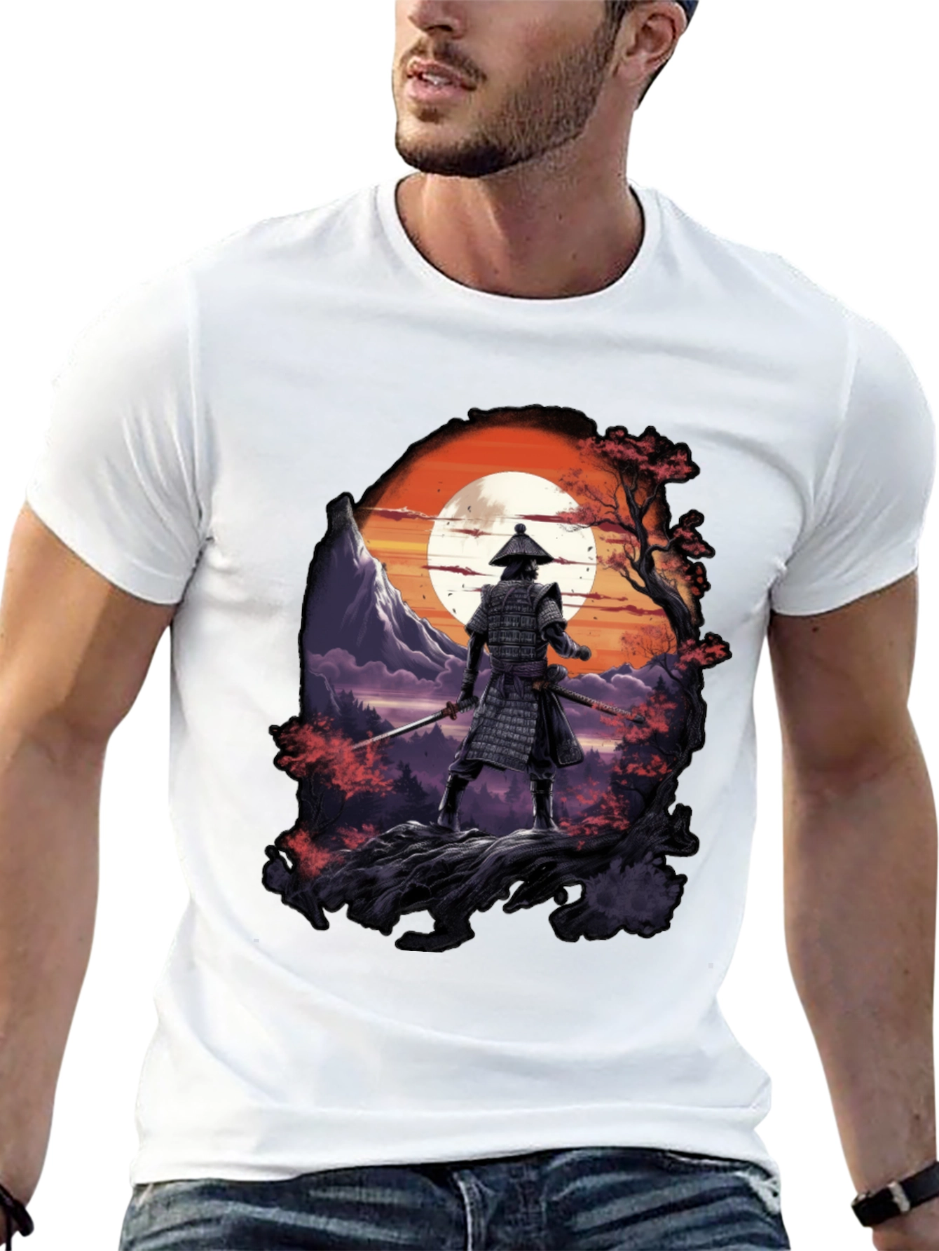 Black Samurai Sunset Black T-Shirt view 13