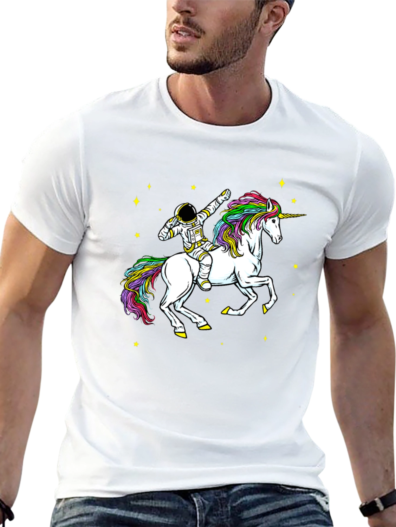 Black Astronaut Unicorn Ride T-Shirt - Cosmic Style view 13
