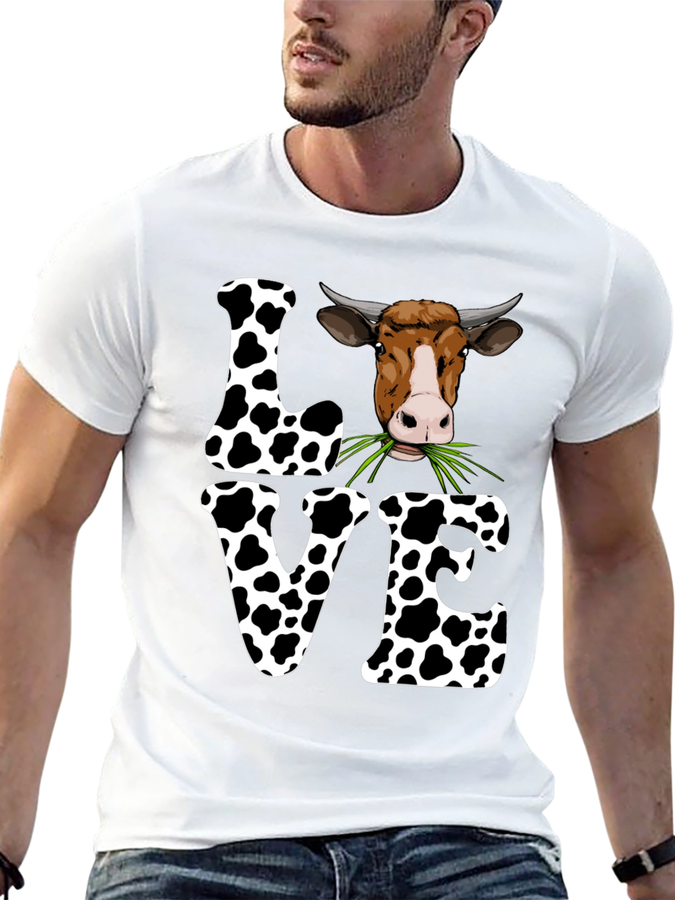 Black Cow Love Graphic Tee - Cute Farm Animal T-Shirt view 13