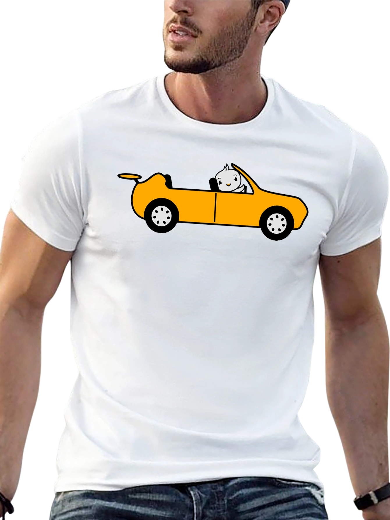 Black Cartoon Car T-Shirt - Unique Graphic Tee view 13