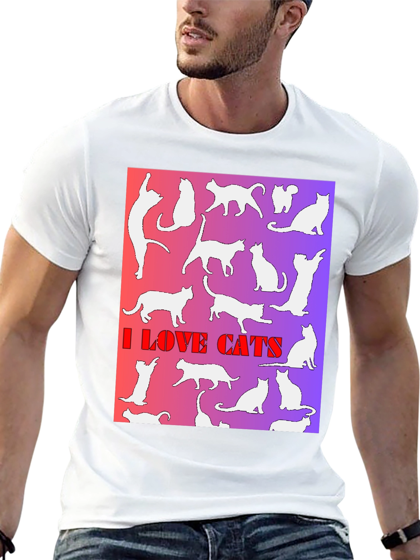 Black I Love Cats T-Shirt view 13