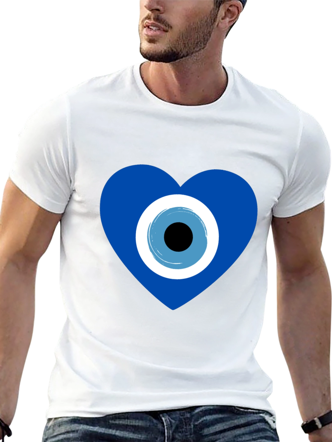 Black Evil Eye Heart Graphic T-Shirt - Stylish Protection view 13