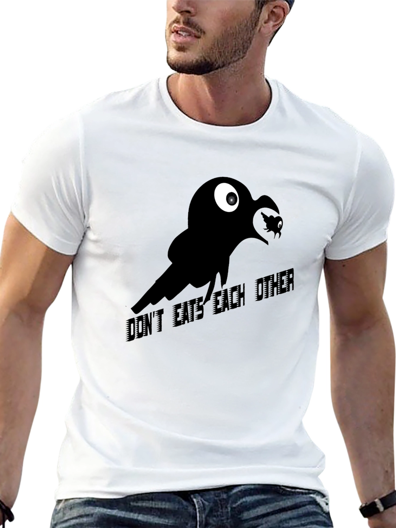 Black Raven Eats Raven Funny Graphic T-Shirt view 13