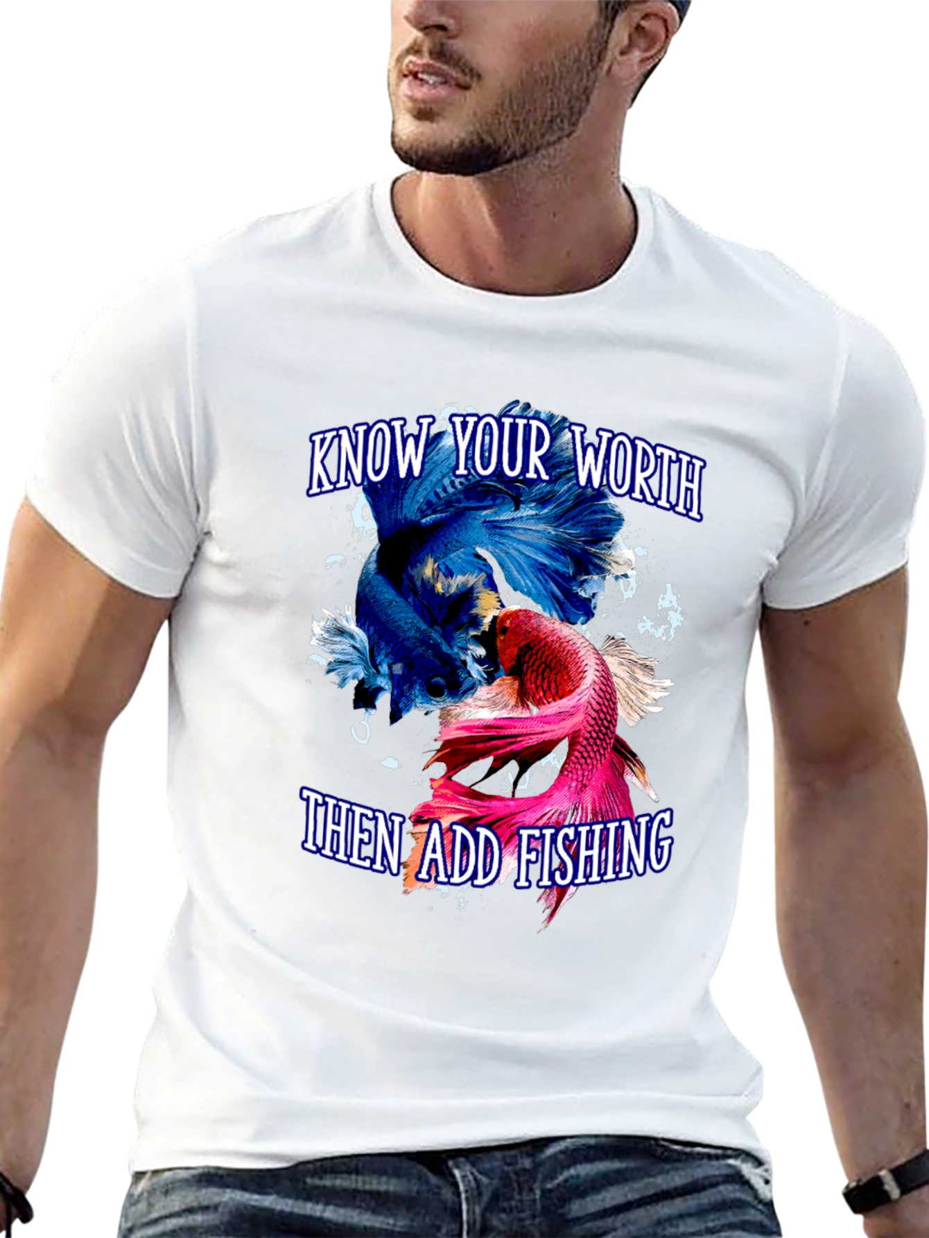 Black Know Your Worth Fishing T-Shirt view 13