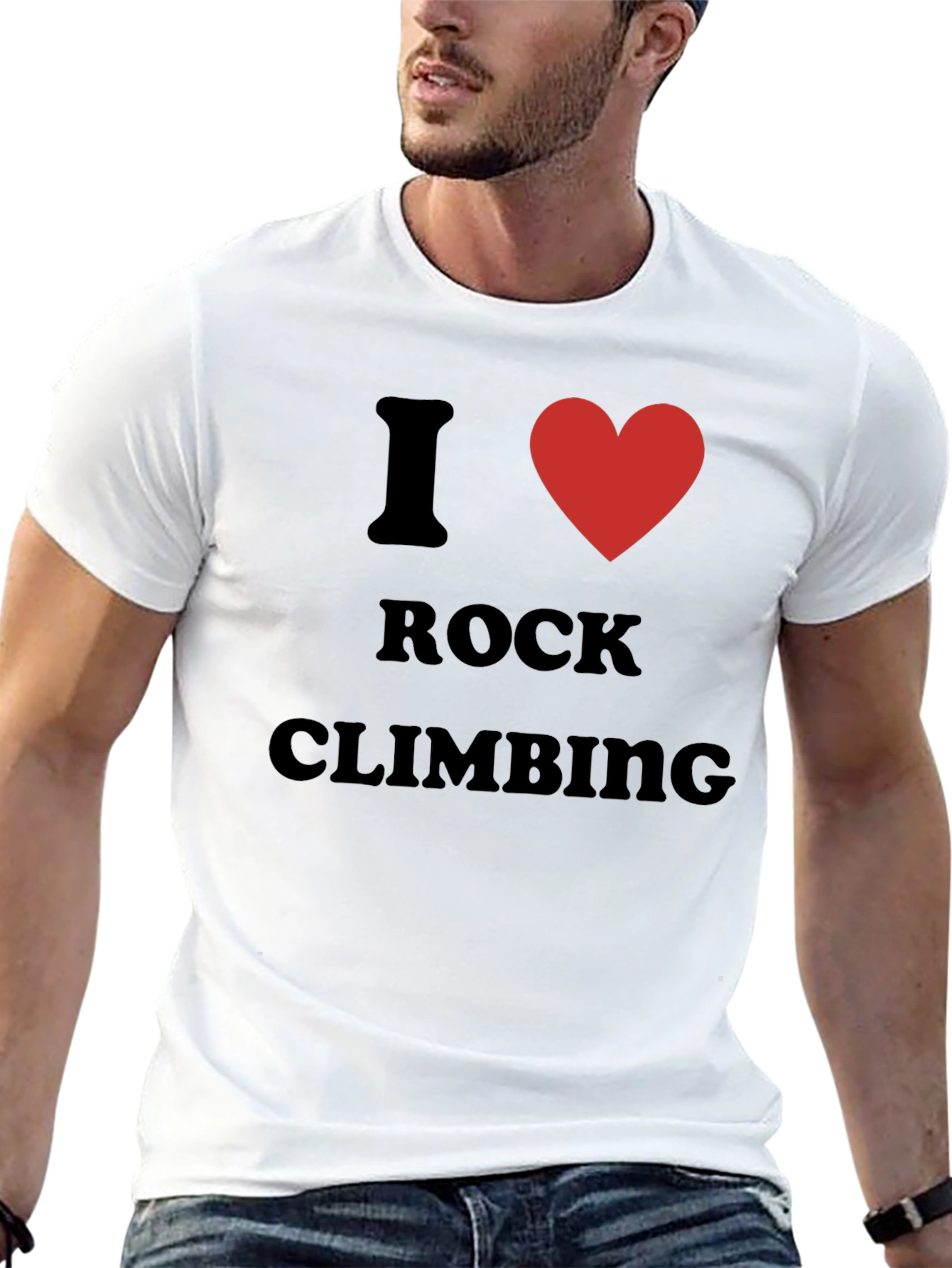 Black I Love Rock Climbing T-Shirt - Black Cotton Tee view 13