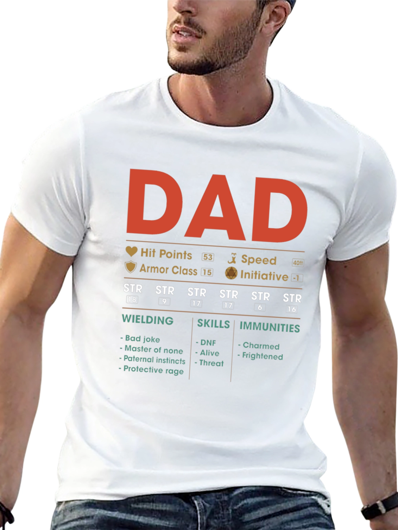 Black DAD RPG Stats T-Shirt view 13