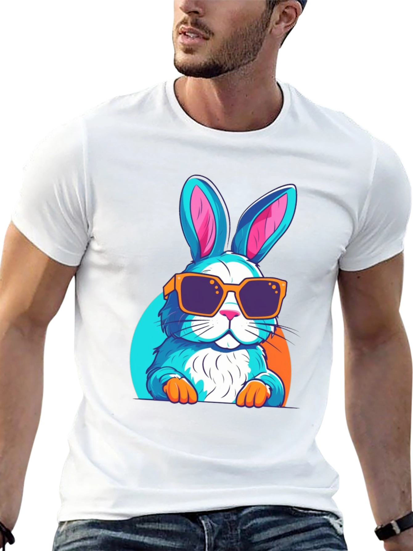 Black Cool Rabbit Graphic T-Shirt view 13
