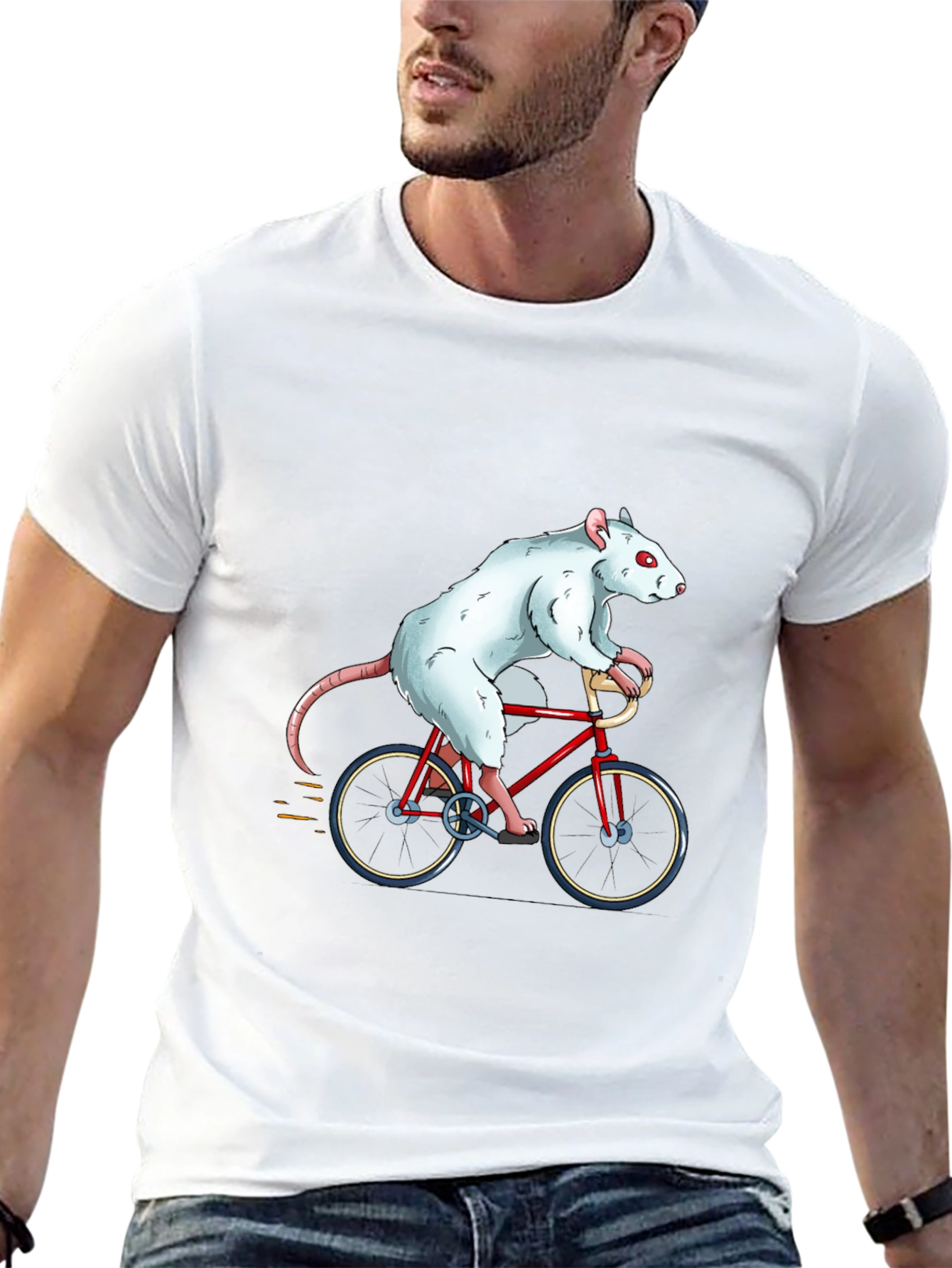 Black Rat on Bike Graphic Tee - Unique Funny T-Shirt view 13