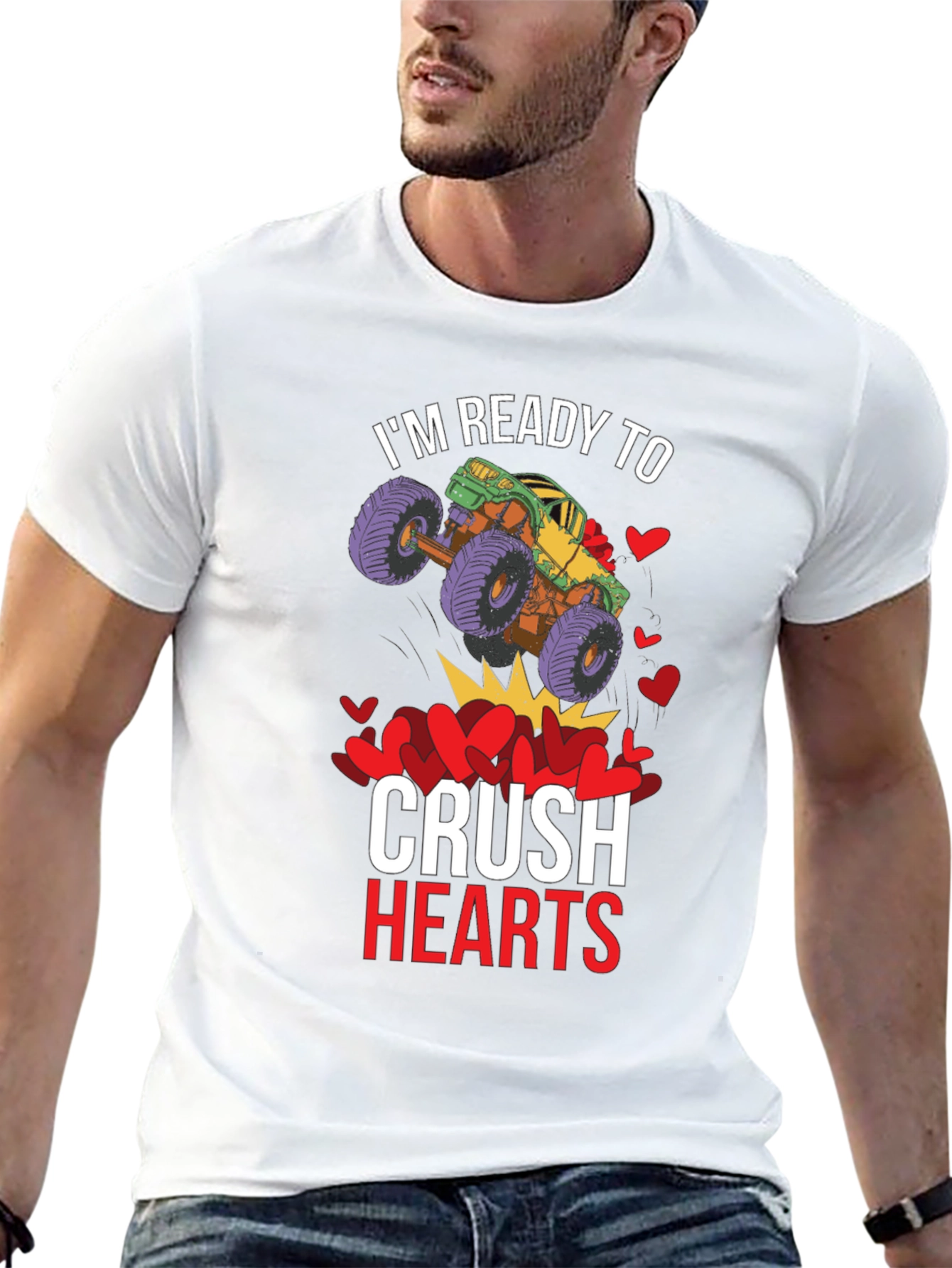 Black Ready to Crush Hearts Monster Truck T-Shirt view 13