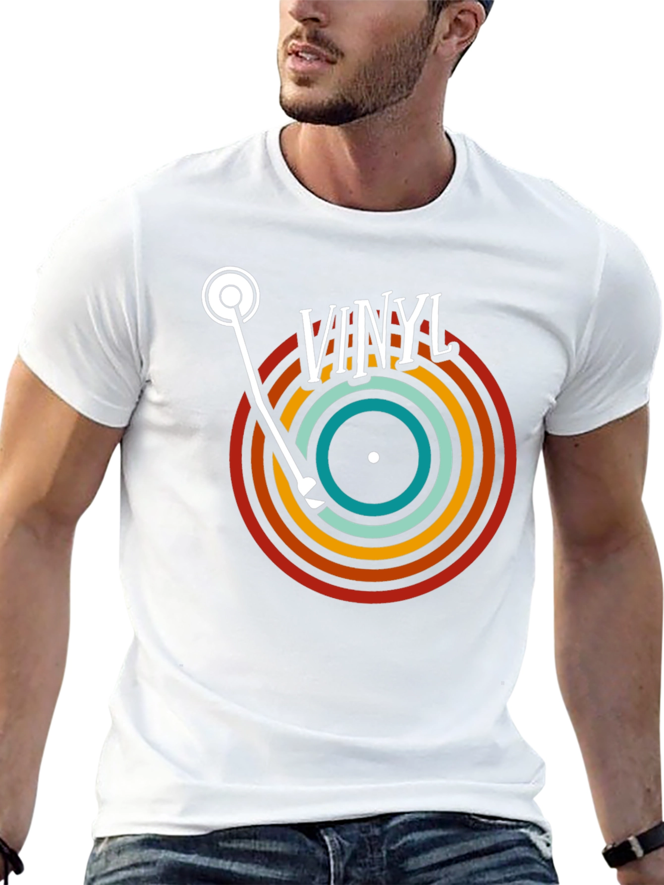 Black Retro Vinyl Record T-Shirt - Black view 13