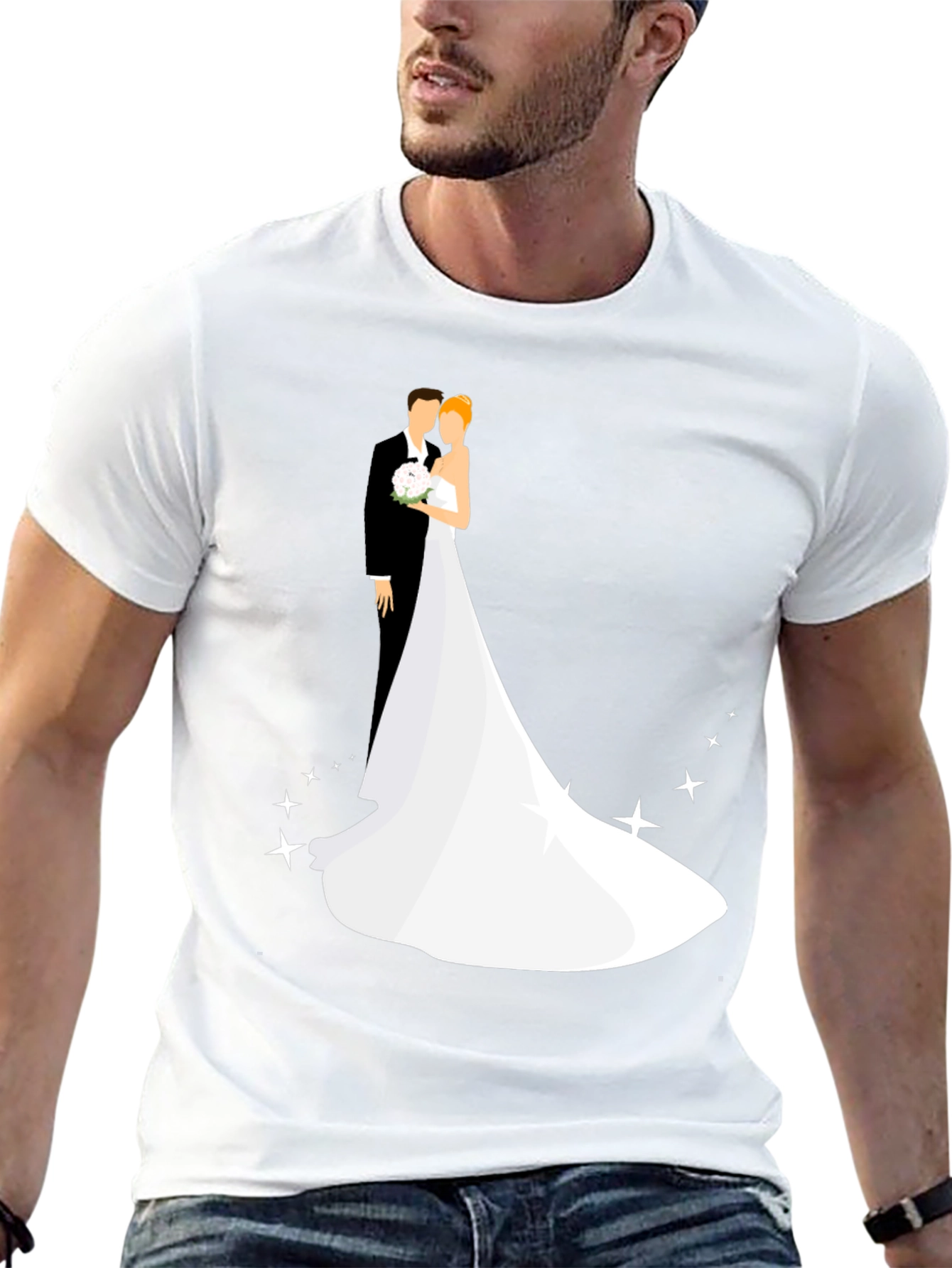 Black Wedding Couple Graphic Black T-Shirt view 13