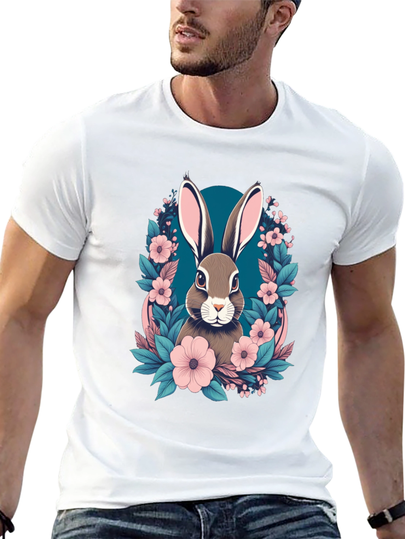 Black Floral Bunny Graphic Tee - Easter Style view 13