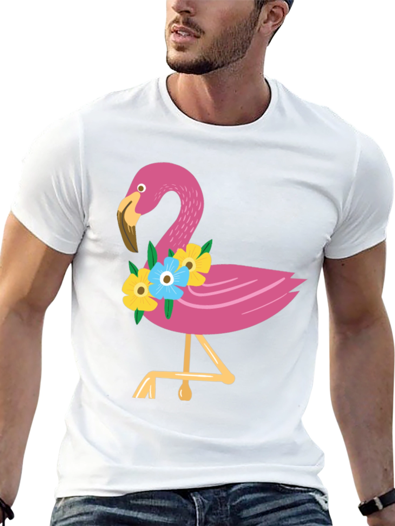 Black Tropical Flamingo Graphic Tee - Black view 13