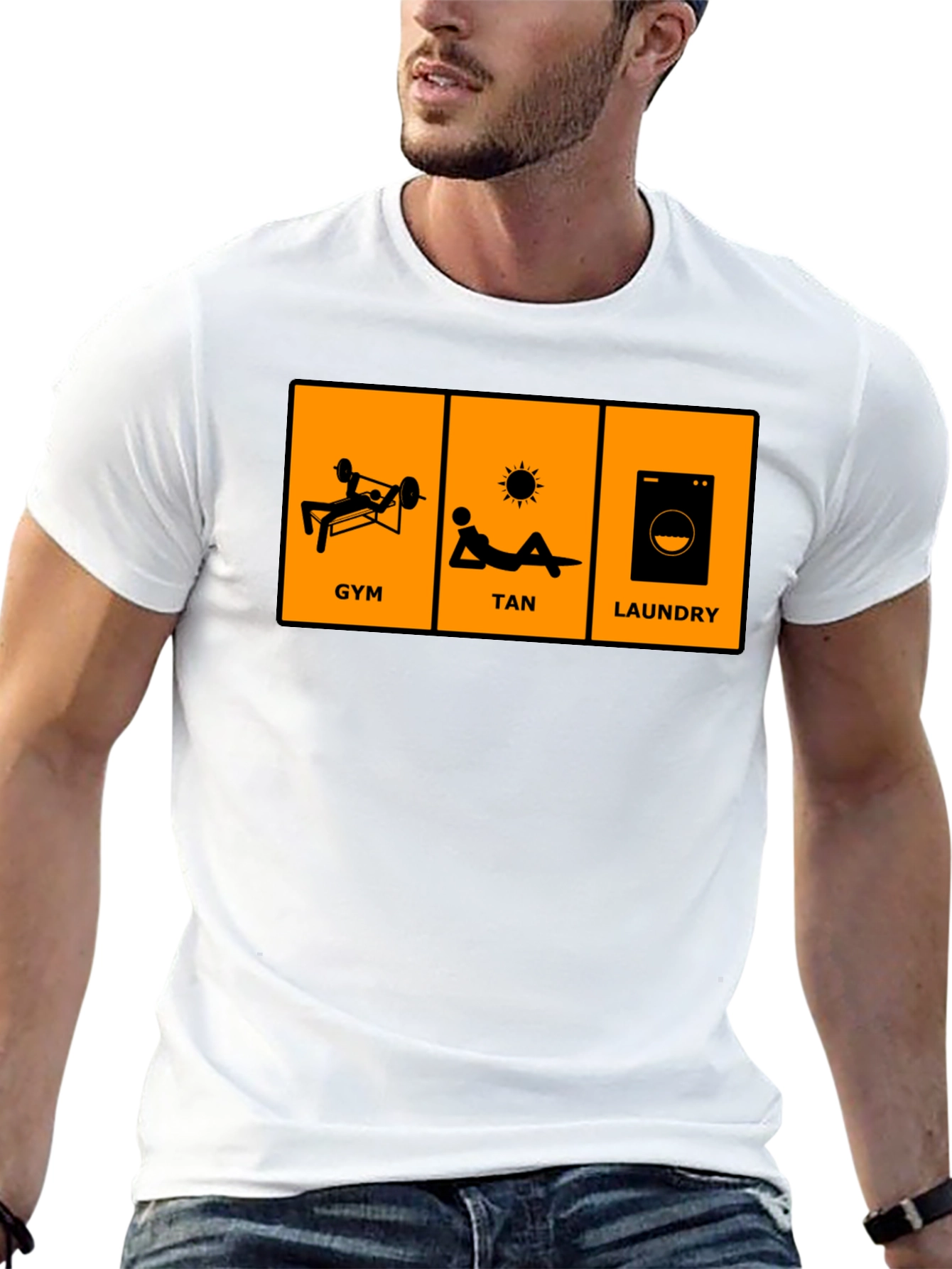 Black Gym, Tan, Laundry Graphic T-Shirt view 13
