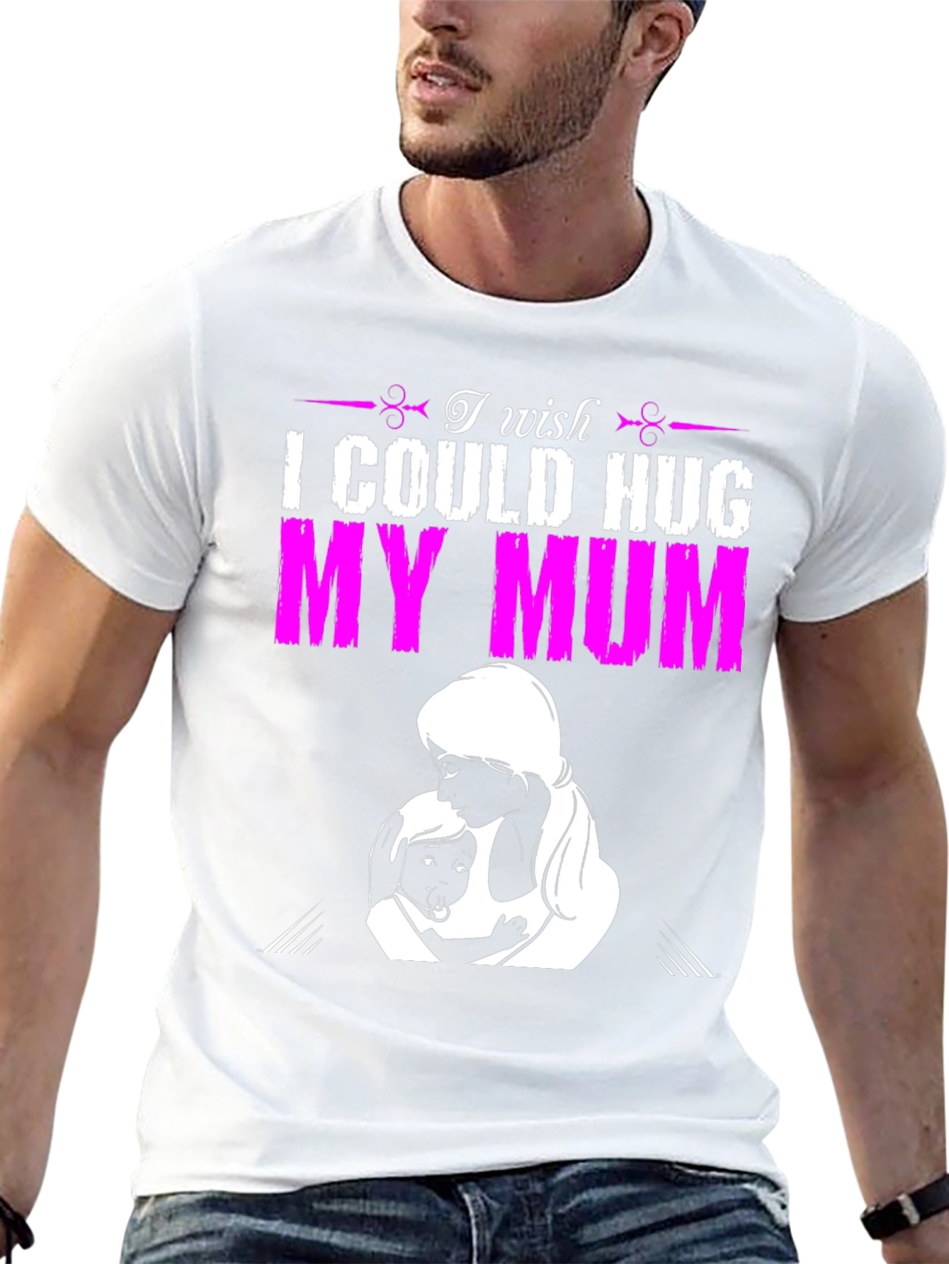 Black I Wish I Could Hug My Mum T-Shirt view 13