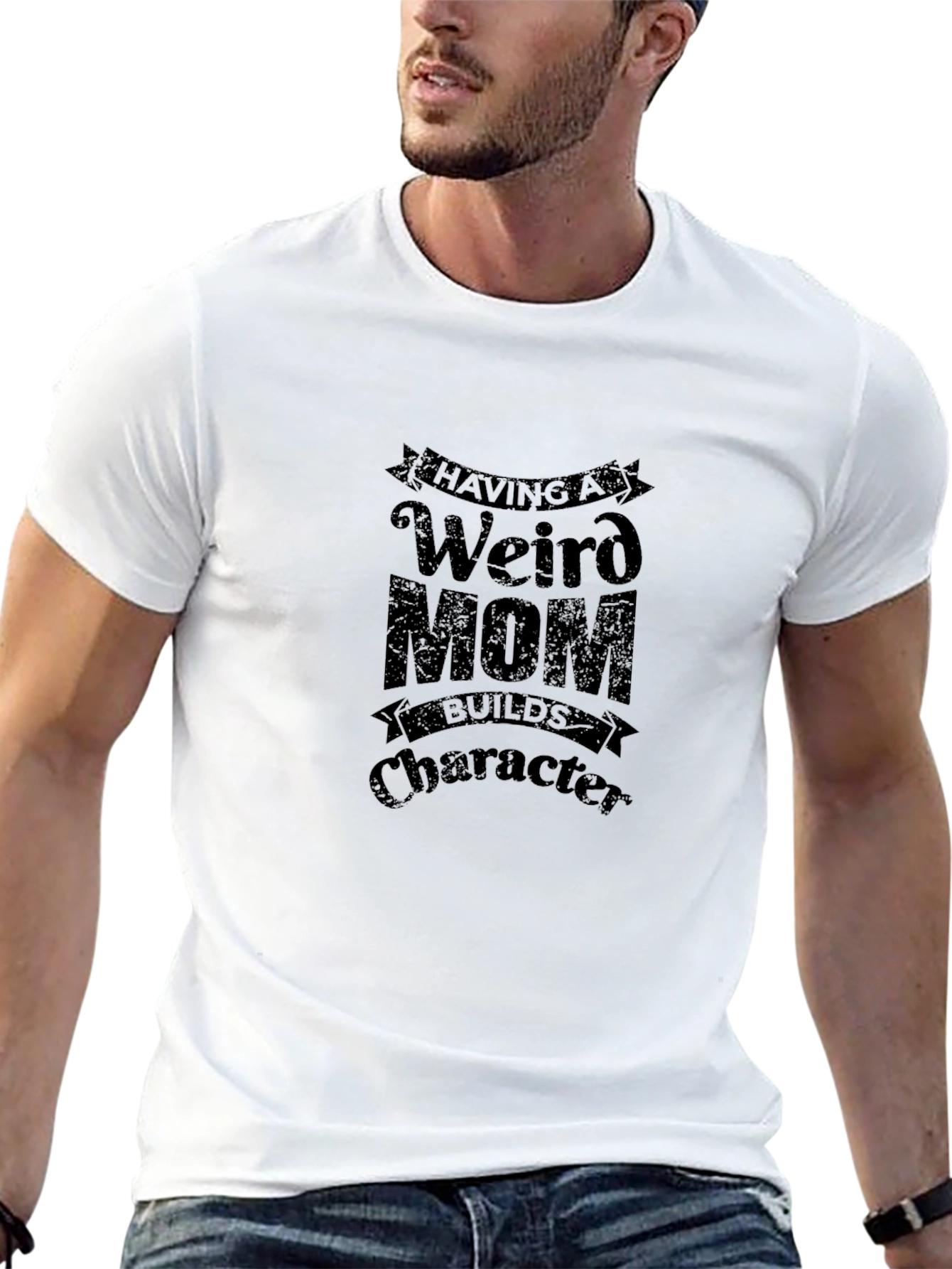 Black Weird Mom Graphic Tee - Black Cotton T-Shirt view 13