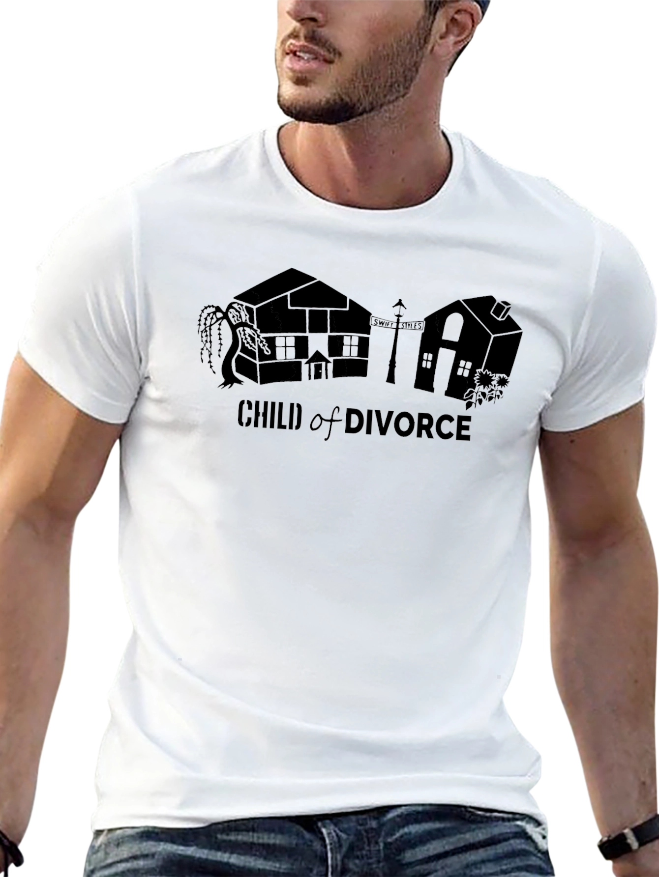 Black Child of Divorce Graphic Tee - Black Cotton T-Shirt view 13