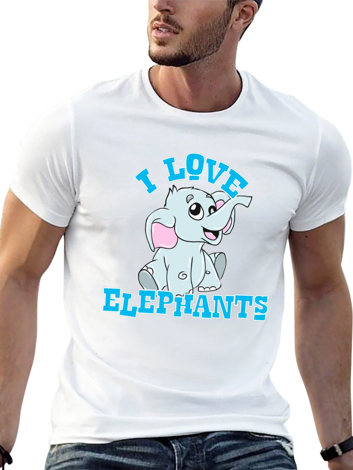Black I Love Elephants T-Shirt - Cute Cartoon Graphic Tee view 13