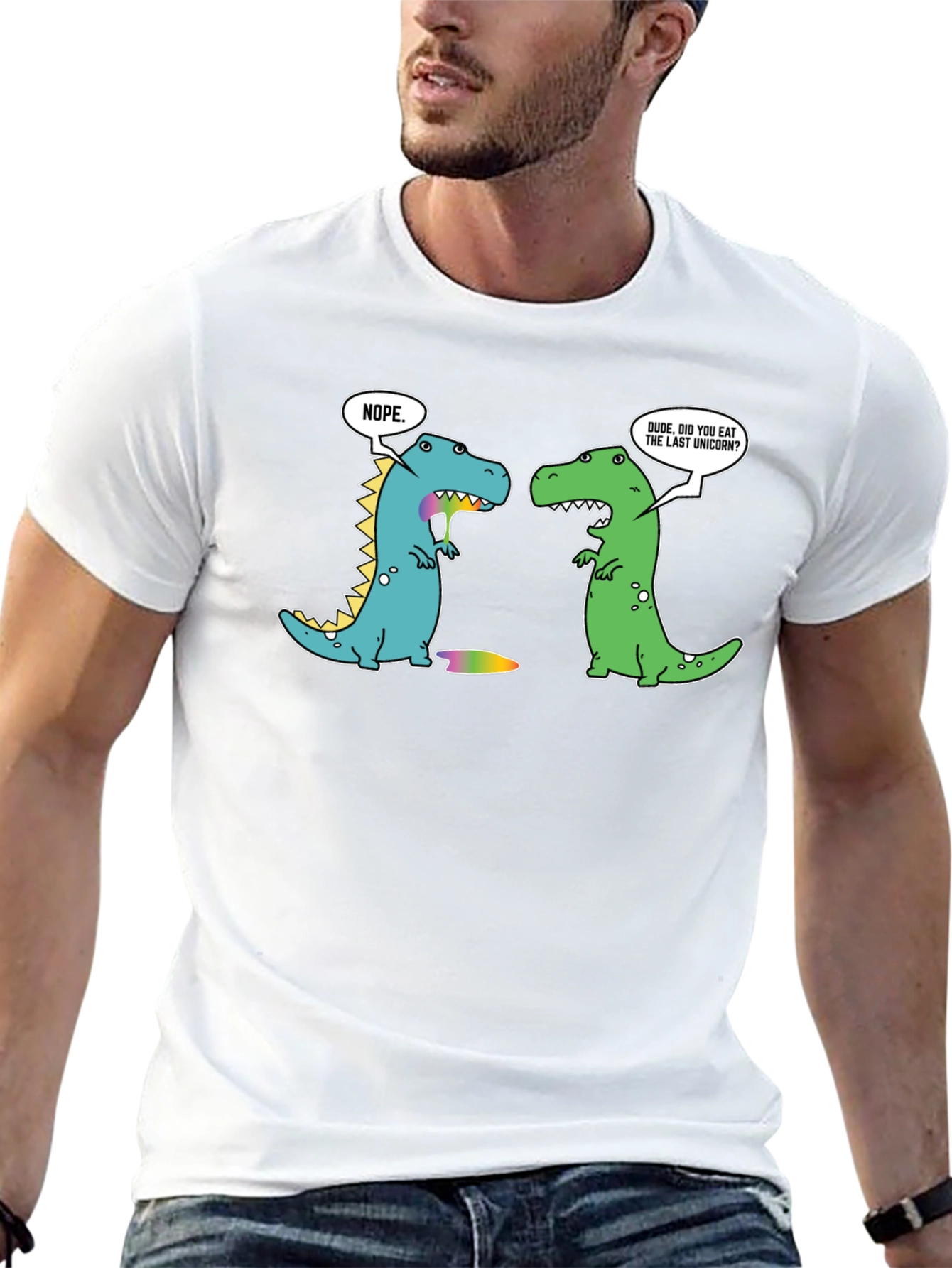 Black Dinosaur Unicorn T-Shirt - Funny Graphic Tee view 13