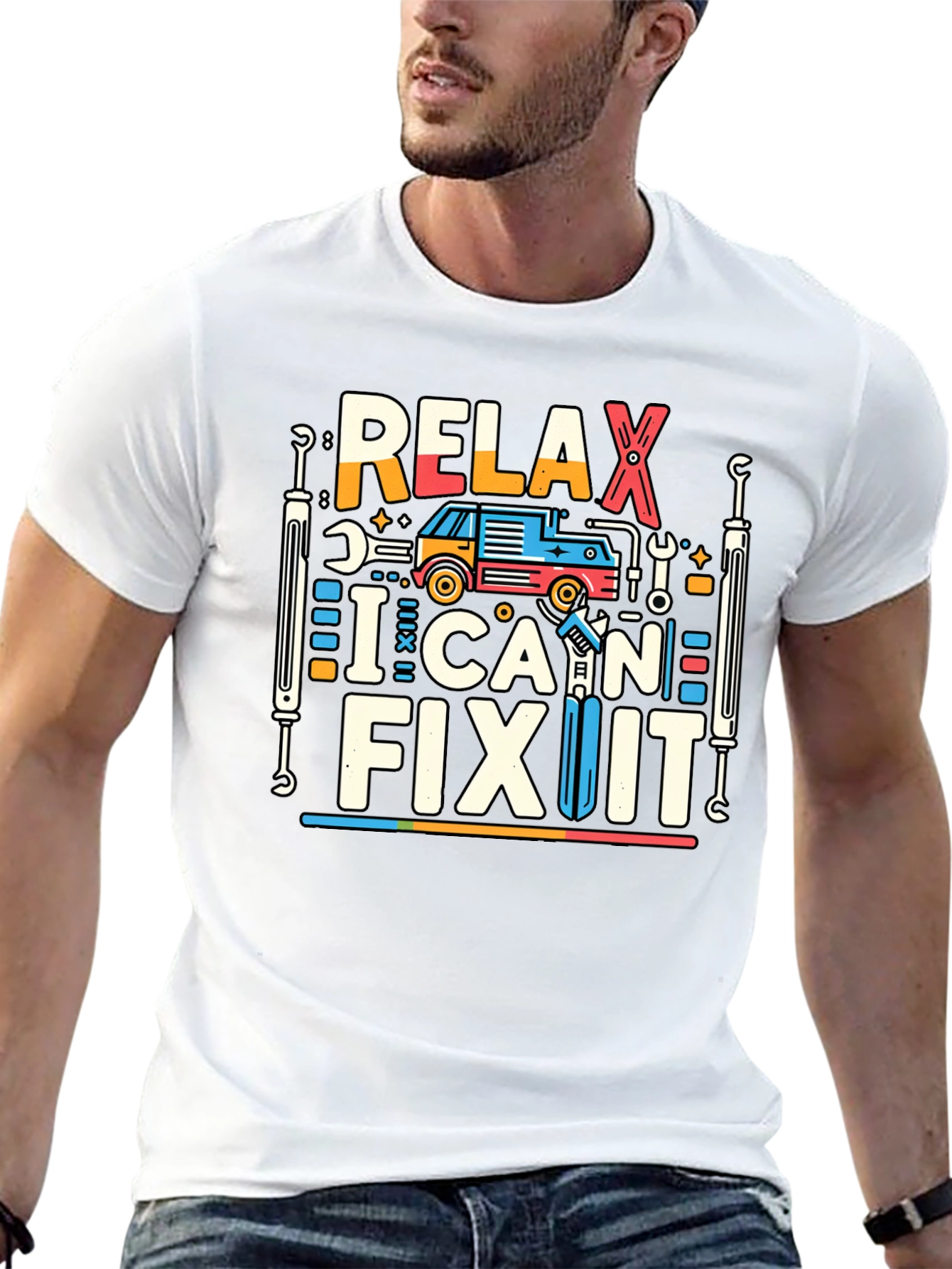 Black Relax I Can Fix It Graphic Tee - Mechanic Shirt view 13