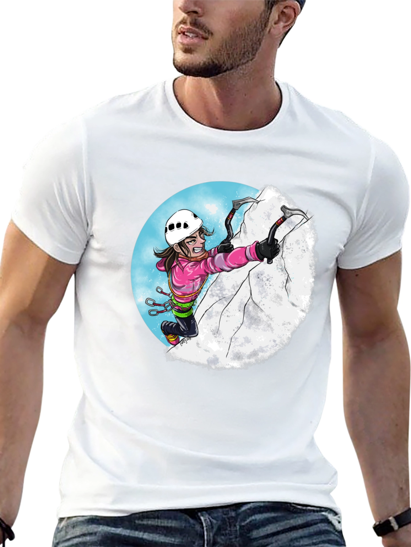 Black Climbing Cartoon Graphic Tee view 13