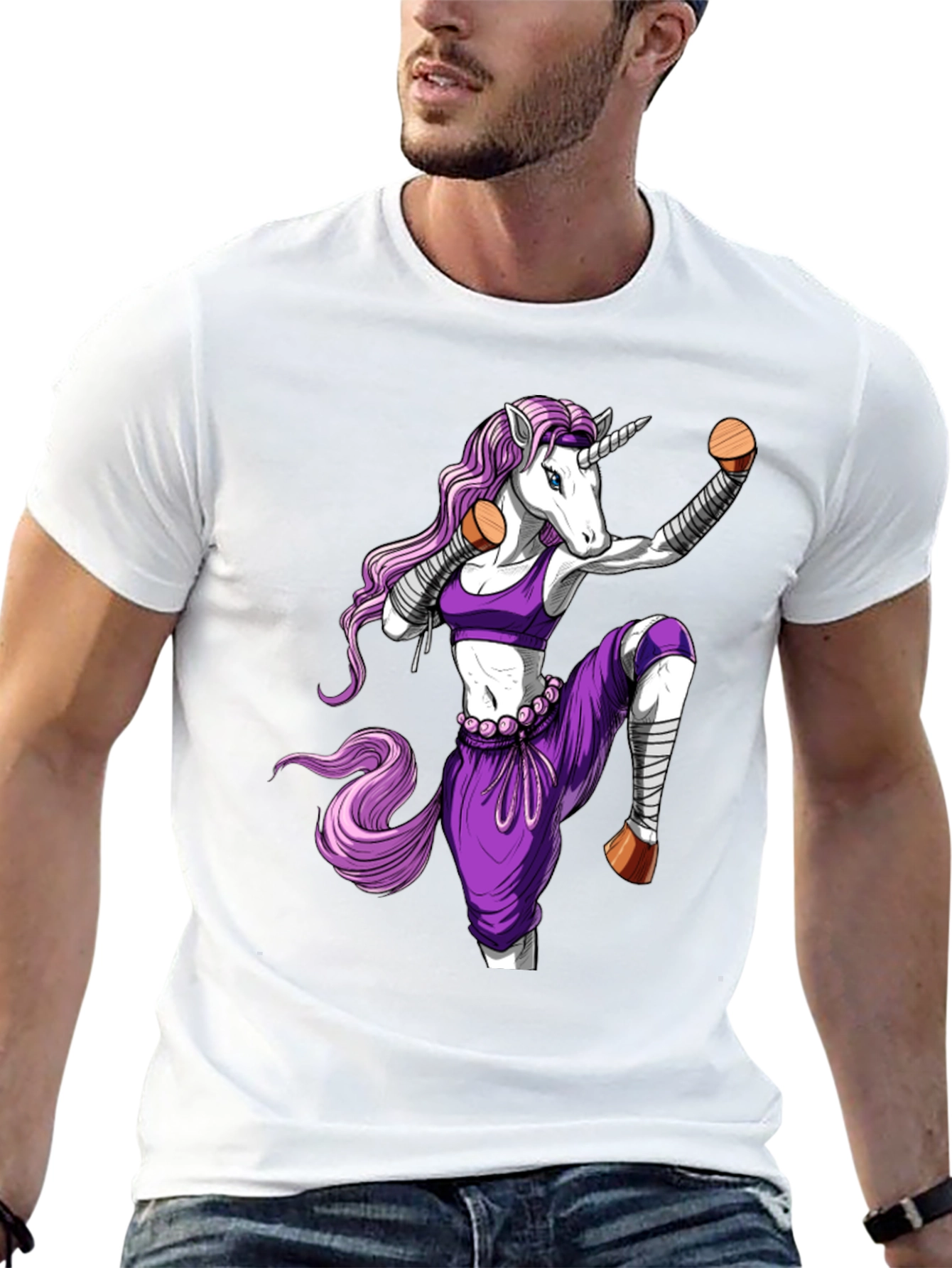Black Martial Arts Unicorn T-Shirt view 13