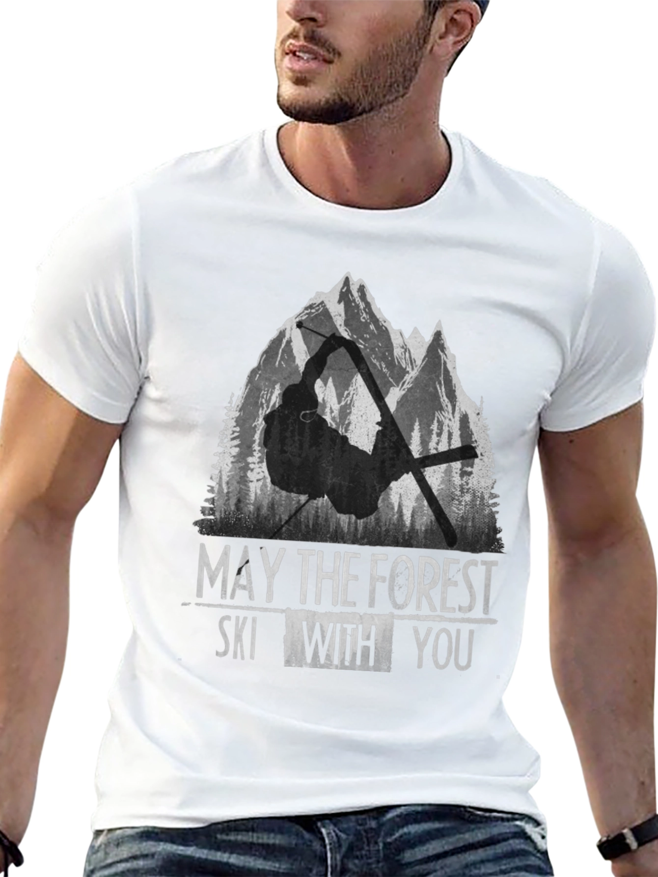 Black May the Forest Ski With You Black Graphic Tee view 13