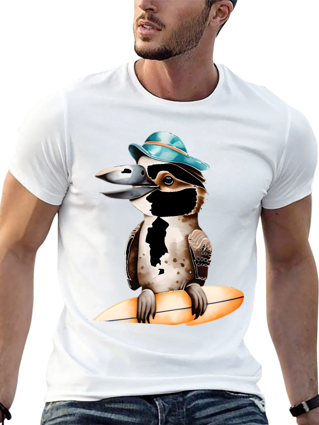 Black Kookaburra Surfer T-Shirt - Cool Bird Design view 13