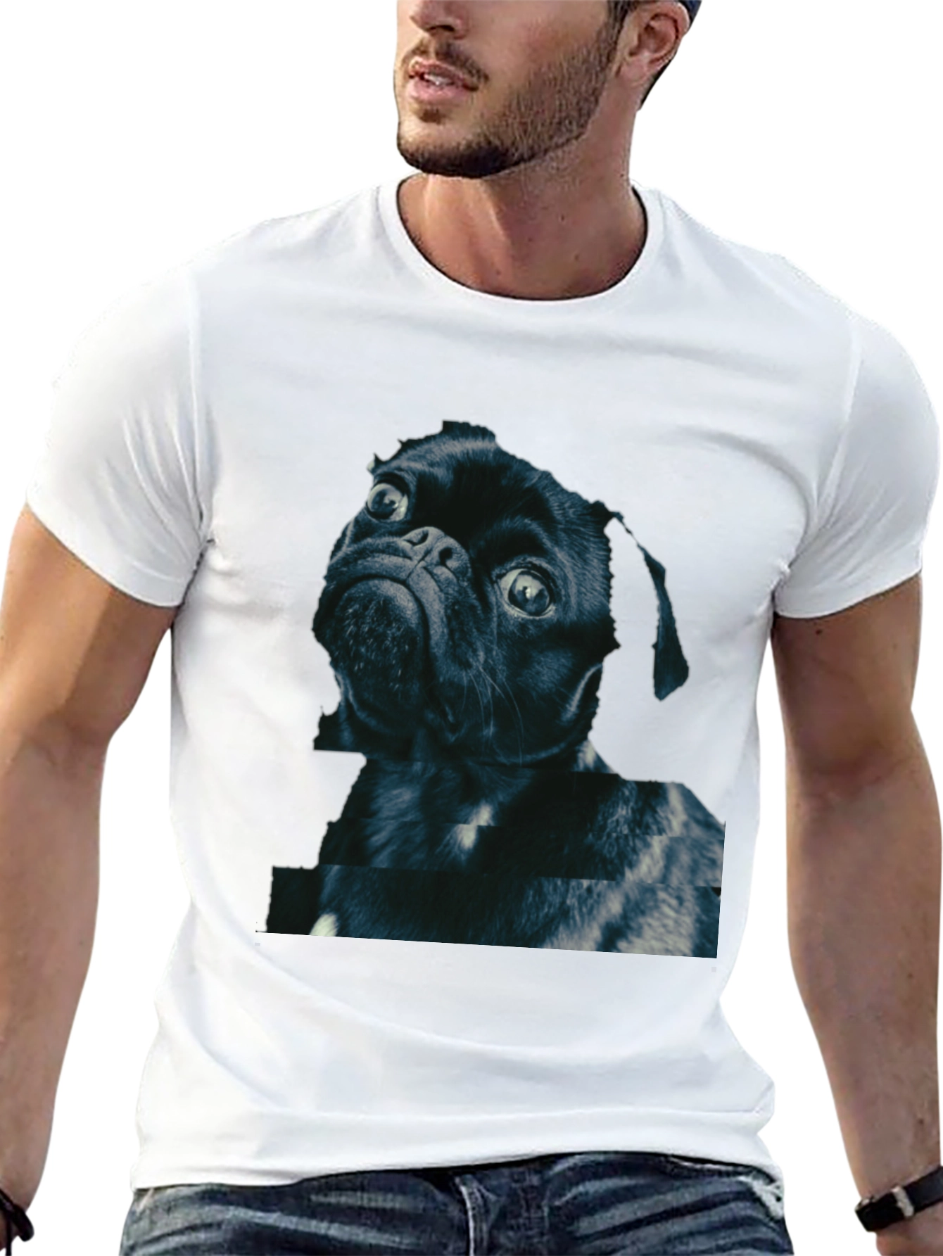 Black Pug Graphic Tee - Black Cotton Blend view 13