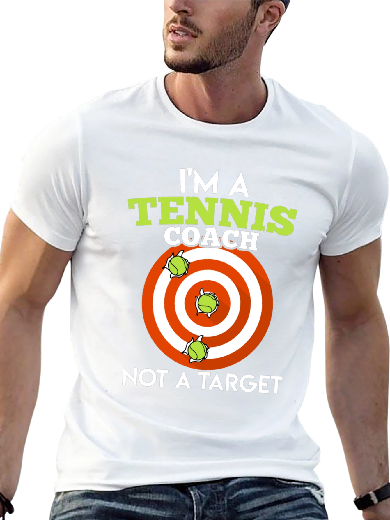 Black Tennis Coach T-Shirt: I'm A Coach, Not A Target view 13