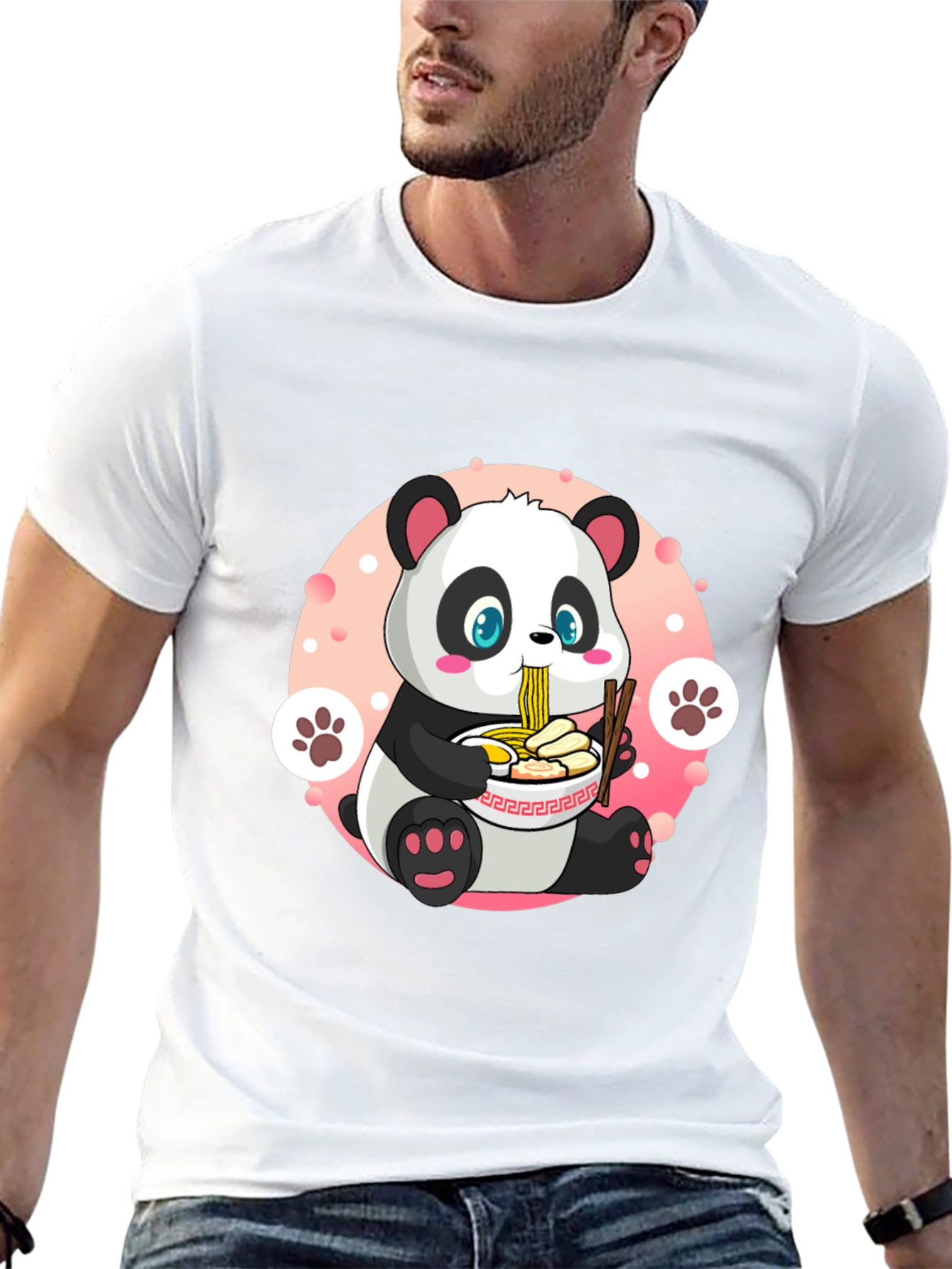 Black Cute Panda Ramen T-Shirt - Fun Anime Style view 13