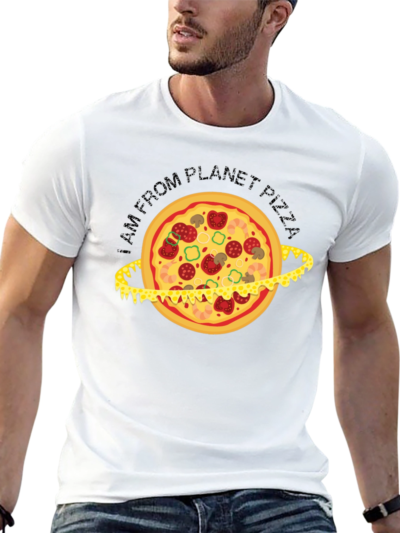 Black Planet Pizza T-Shirt - Black Graphic Tee view 13