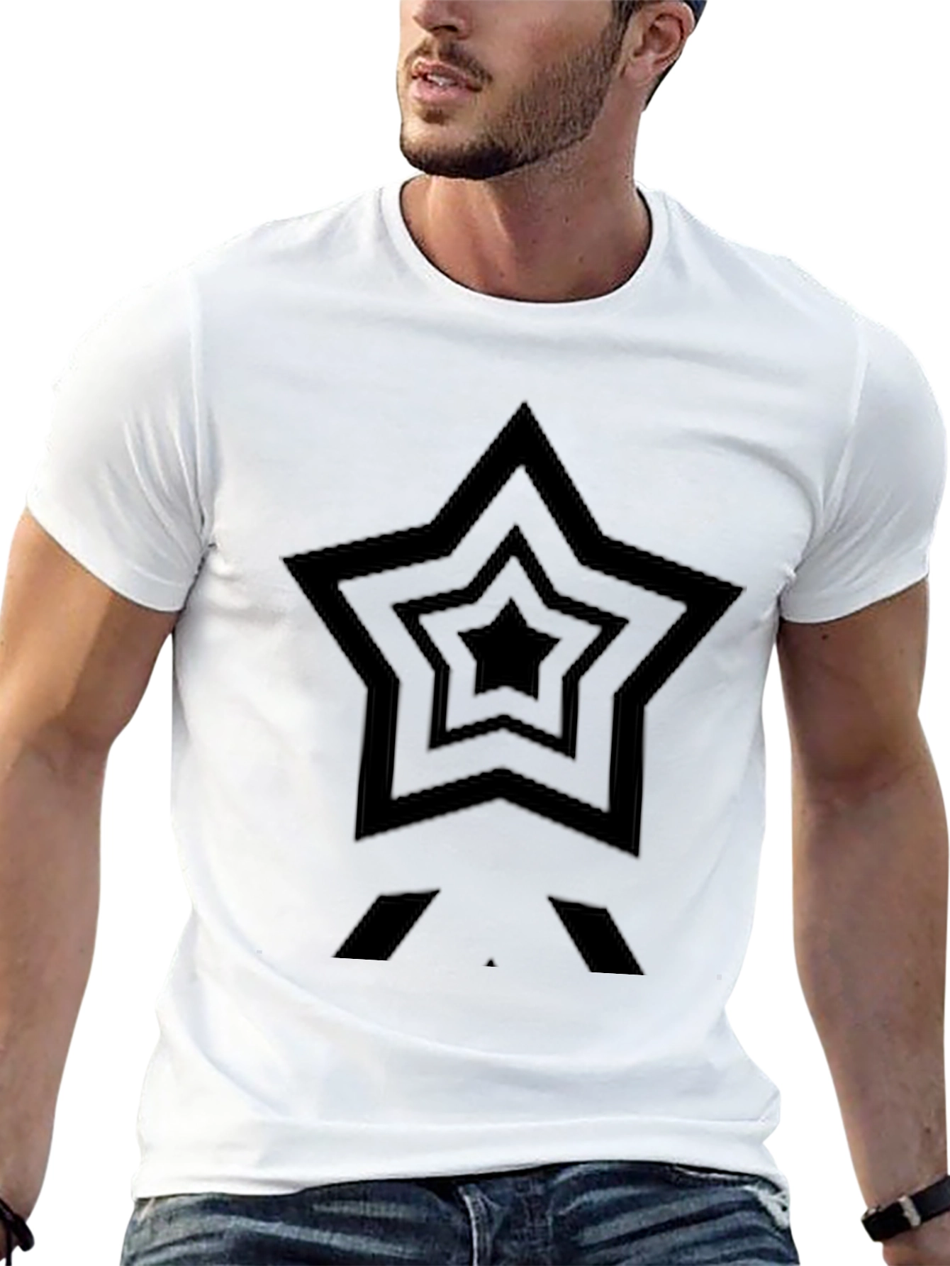 Black Black Star Graphic Tee - Stylish Men's T-Shirt view 13