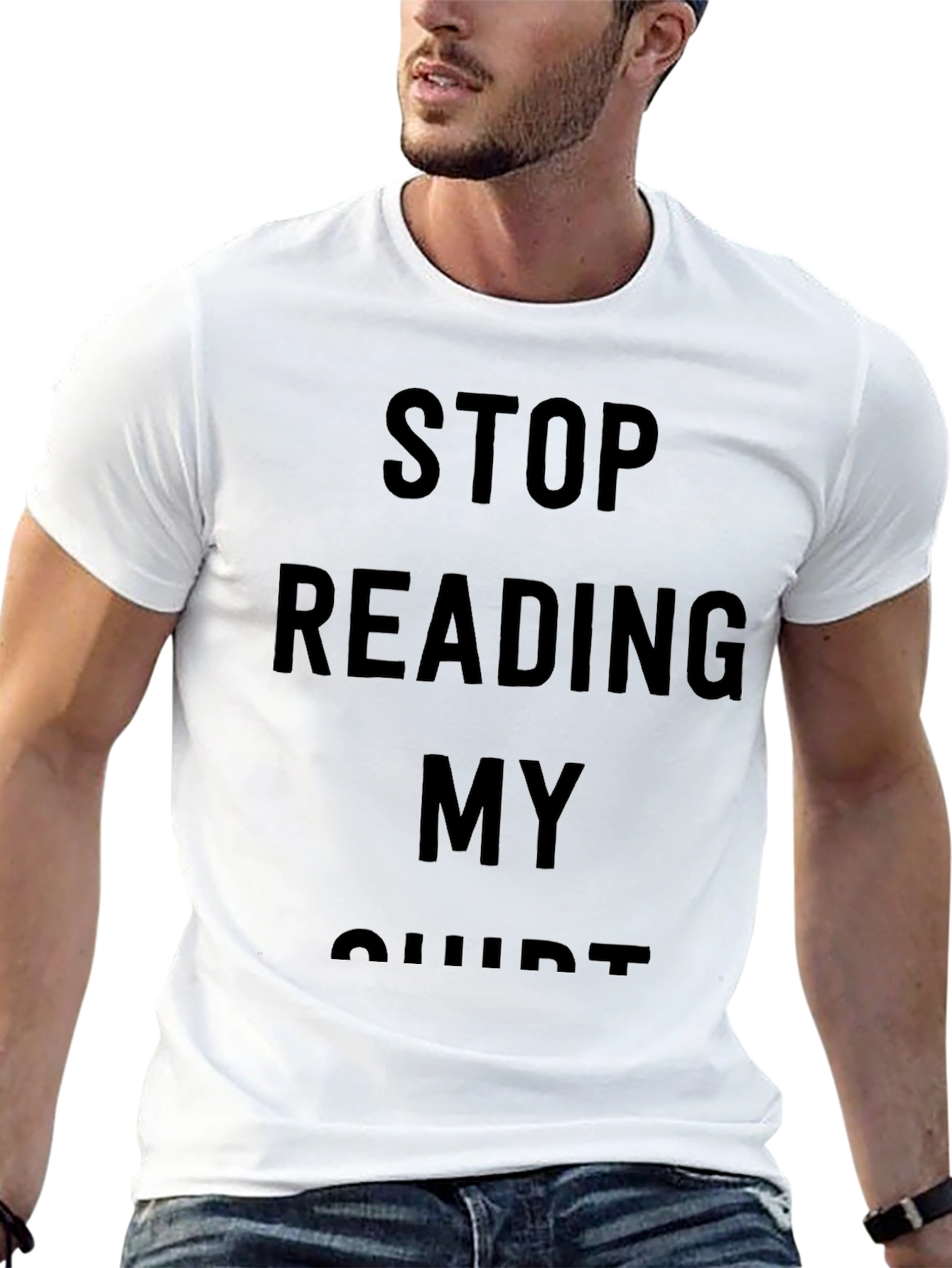 Black Funny Stop Reading My Shirt Graphic Tee view 13