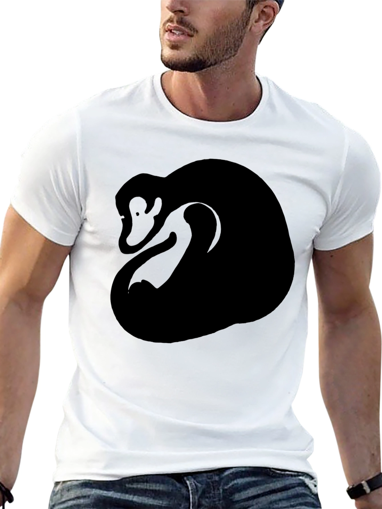 Black Abstract Monkey Graphic Tee - Black Cotton Blend view 13