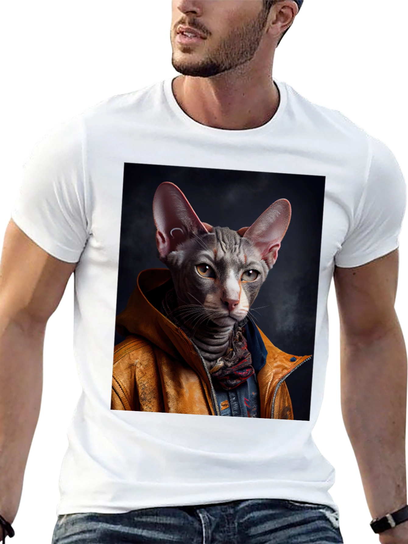 Black Cool Cat T-Shirt - Unique Graphic Tee view 13