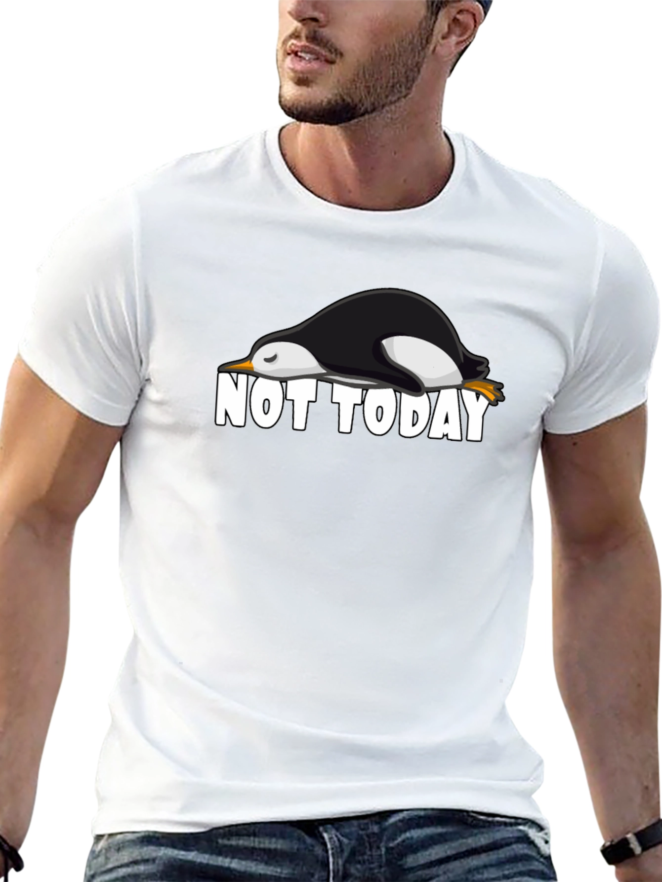 Black Not Today Penguin Graphic Tee - Black view 13
