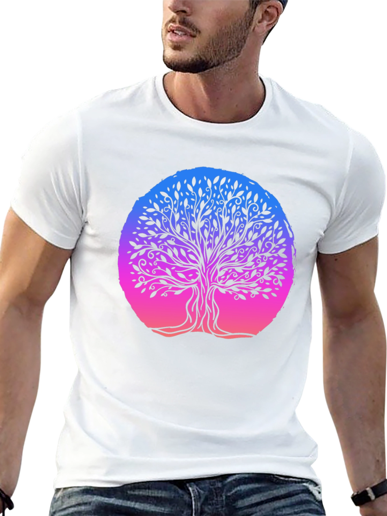 Black Tree of Life Graphic Tee - Black Cotton Blend view 13