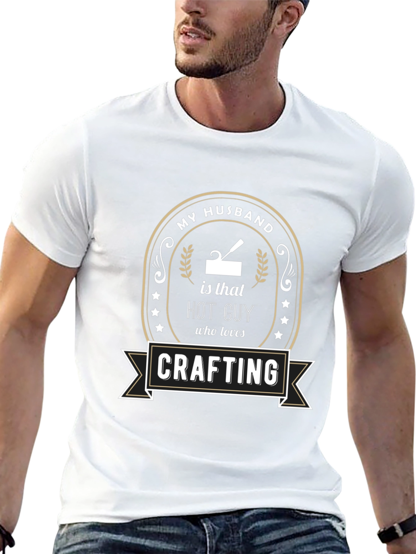 Black My Husband is a Hot Guy Crafting T-Shirt view 13