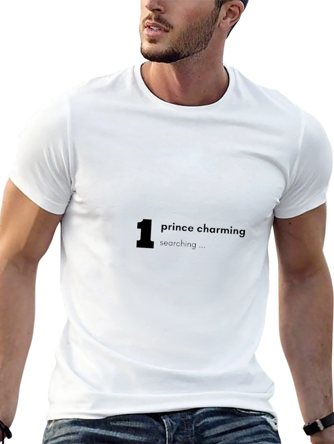 Black Prince Charming Searching Black Graphic T-Shirt view 13