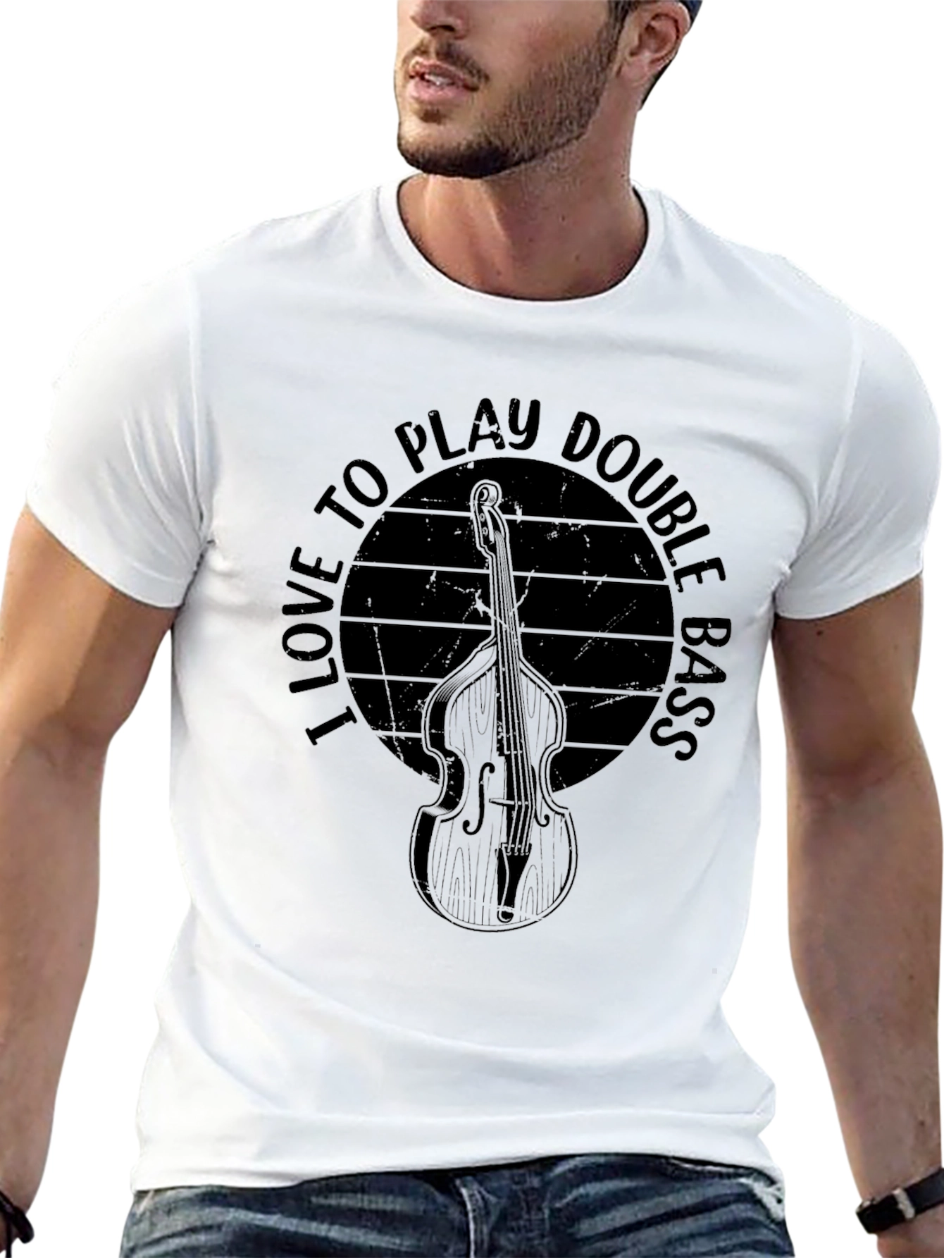 Black I Love To Play Double Bass T-Shirt view 13